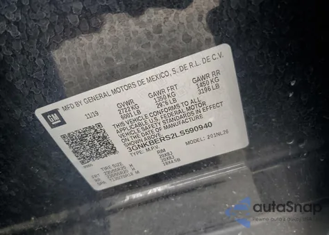 2020 Chevrolet Blazer Rs z USA, uszkodzony, nr VIN 3GNKBERS2LS590940